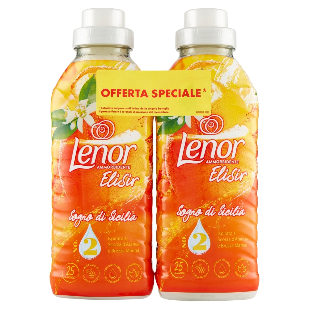 Lenor Ammorbidente Elisir Sogno di Sicilia 2 x 25 Lavaggi 2 x 525 ml